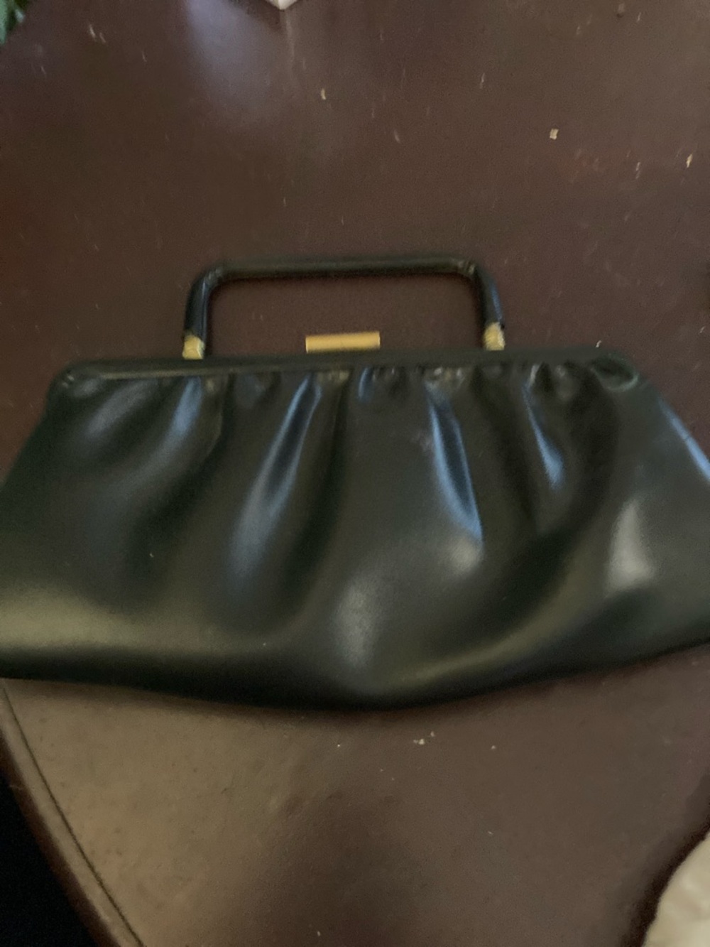 Elegant Black Frame-Top Wristlet Clutch